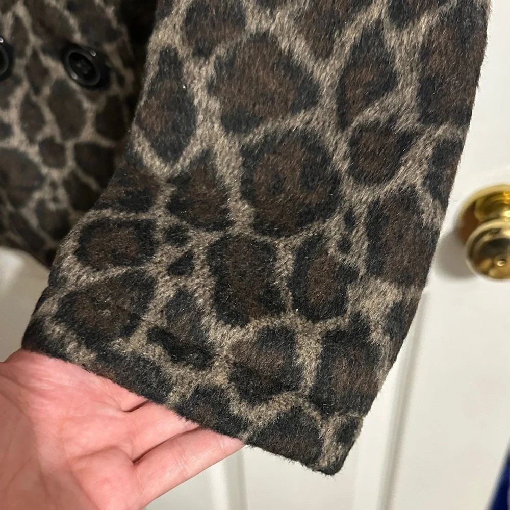 Me Jane Leopard Print Pea Coat - Black and Brown - Picture 5 of 8